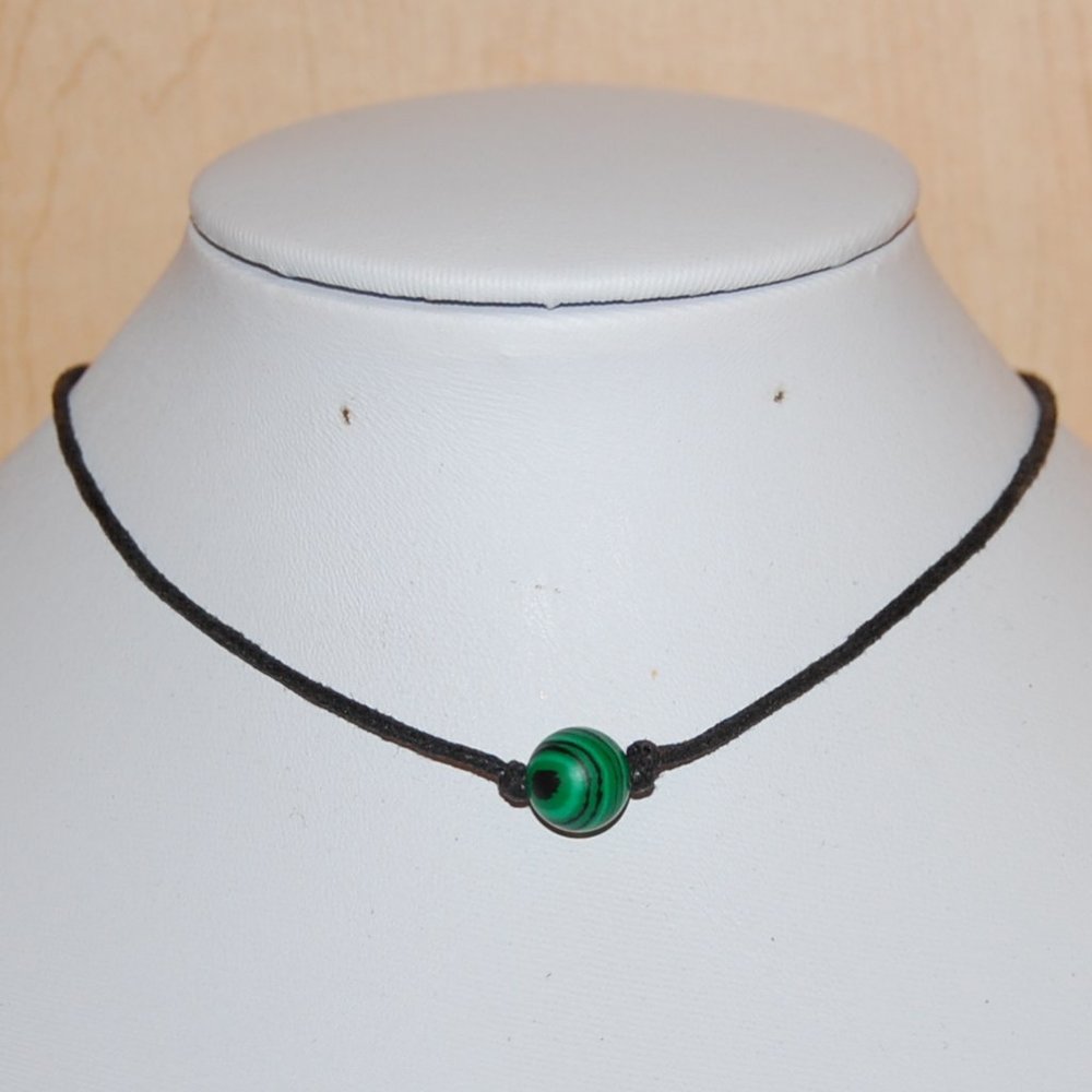 Malachite Necklace,Cord Necklace,Minimalist Necklace,Choker Necklace,Cord Choker